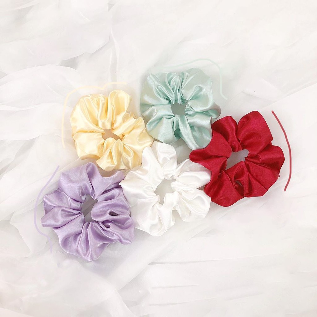 Scrunchies - Dây buộc tóc vải bóng dễ thương cho nữ | Shopee Việt Nam